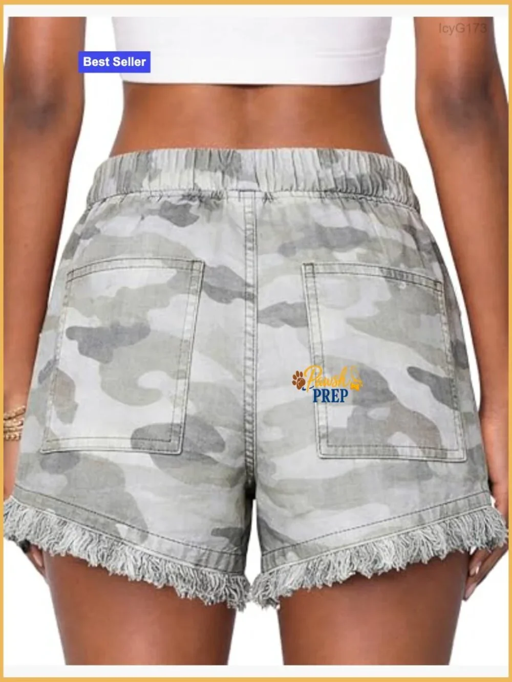 High Waisted Denim Shorts with Drawstring Fringe Hem and Pockets